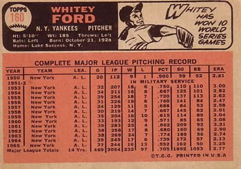 Whitey Ford  baseball card collectible - Main Image 2