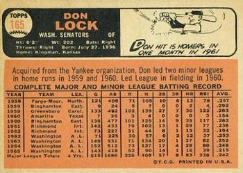Don Lock  baseball card collectible - Main Image 2