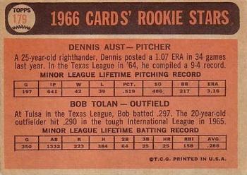 Cardinals 1966 Rookie Stars (Dennis Aust / Bob Tolan)  baseball card collectible - Main Image 2
