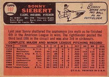 Sonny Siebert  baseball card collectible - Main Image 2