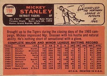 Mickey Stanley  baseball card collectible - Main Image 2