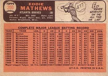 Eddie Mathews  baseball card collectible - Main Image 2
