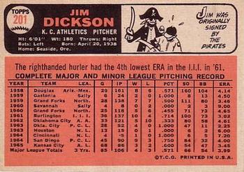 Jim Dickson  baseball card collectible - Main Image 2