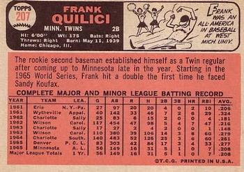 Frank Quilici  baseball card collectible - Main Image 2