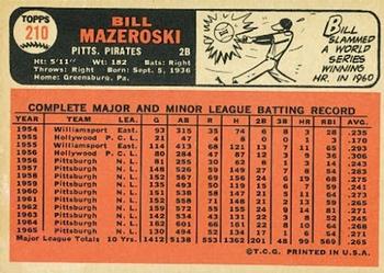 Bill Mazeroski  baseball card collectible - Main Image 2