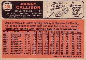Johnny Callison  baseball card collectible - Main Image 2