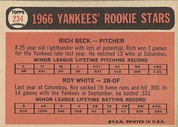 Yankees 1966 Rookie Stars (Rich Beck / Roy White)  baseball card collectible - Main Image 2