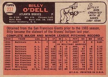 Billy O’Dell  baseball card collectible - Main Image 2