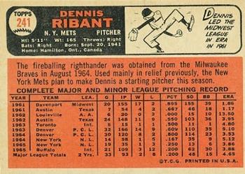 Dennis Ribant  baseball card collectible - Main Image 2