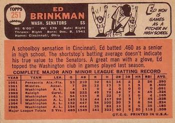 Ed Brinkman  baseball card collectible - Main Image 2