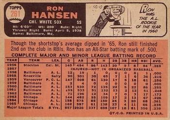 Ron Hansen  baseball card collectible - Main Image 2