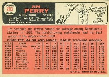 Jim Perry  baseball card collectible - Main Image 2