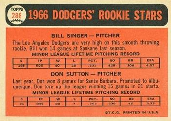 Dodgers 1966 Rookie Stars (Bill Singer / Don Sutton)  baseball card collectible - Main Image 2