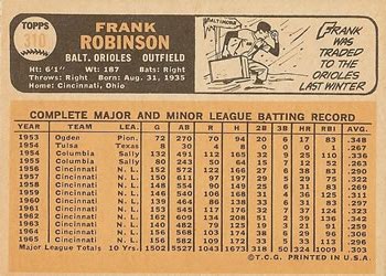Frank Robinson  baseball card collectible - Main Image 2