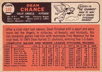 Dean Chance  baseball card collectible - Main Image 2