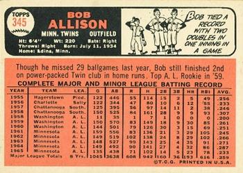 Bob Allison  baseball card collectible - Main Image 2