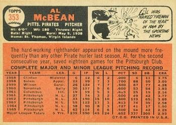 Al McBean  baseball card collectible - Main Image 2