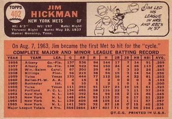 Jim Hickman  baseball card collectible - Main Image 2