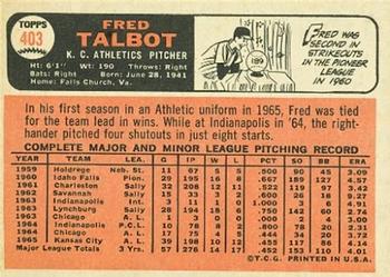 Fred Talbot  baseball card collectible - Main Image 2