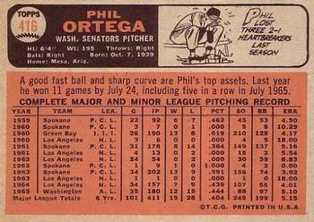Phil Ortega  baseball card collectible - Main Image 2