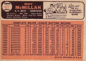 Roy McMillan  baseball card collectible - Main Image 2