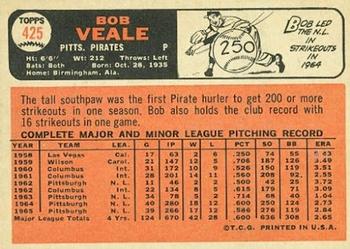 Bob Veale  baseball card collectible - Main Image 2