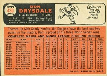 Don Drysdale  baseball card collectible - Main Image 2