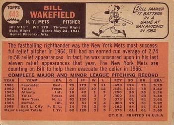 Bill Wakefield  baseball card collectible - Main Image 2
