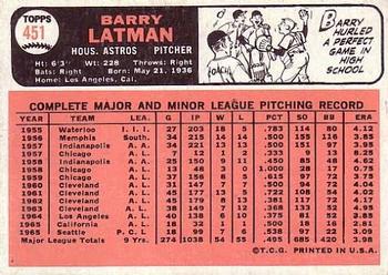 Barry Latman  baseball card collectible - Main Image 2