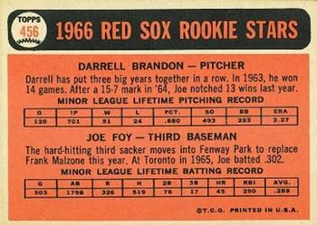 Red Sox 1966 Rookie Stars (Darrell Brandon / Joe Foy)  baseball card collectible - Main Image 2