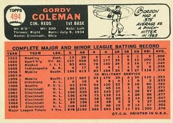 Gordon Coleman  baseball card collectible - Main Image 2