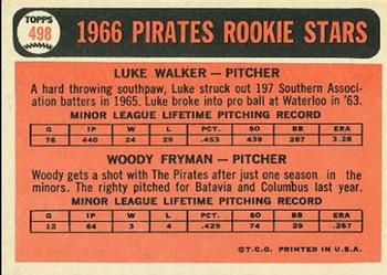 Pirates 1966 Rookie Stars (Luke Walker / Woody Fryman)  baseball card collectible - Main Image 2