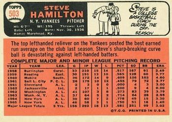 Steve Hamilton  baseball card collectible - Main Image 2