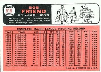 Bob Friend  baseball card collectible - Main Image 2