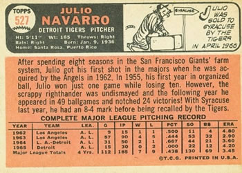 Julio Navarro  baseball card collectible - Main Image 2