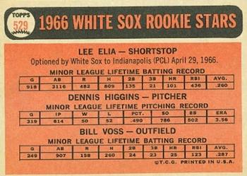 White Sox 1966 Rookie Stars (Lee Elia / Dennis Higgins / Bill Voss)  baseball card collectible - Main Image 2