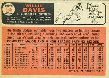 Willie Davis  baseball card collectible - Main Image 2