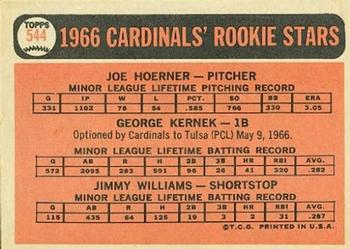 Cards 1966 Rookie Stars (Joe Hoerner / George Kernek / Jimy Williams)  baseball card collectible - Main Image 2