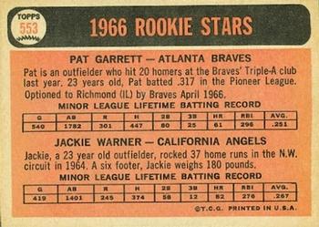 1966 Rookie Stars (Pat Garrett / Jackie Warner)  baseball card collectible - Main Image 2