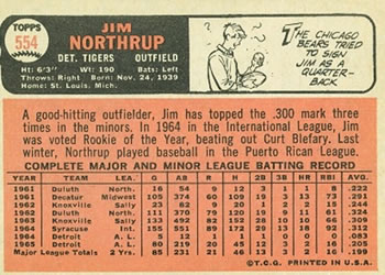 Jim Northrup  baseball card collectible - Main Image 2