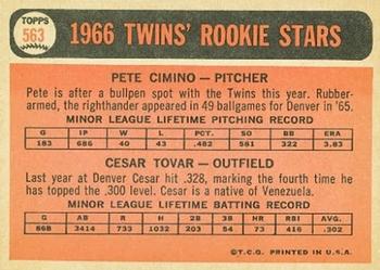 Twins 1966 Rookie Stars (Pete Cimino / Cesar Tovar)  baseball card collectible - Main Image 2