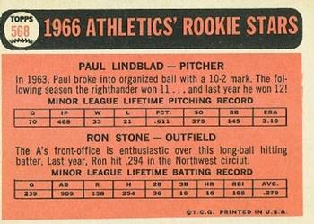 Athletics 1966 Rookie Stars (Paul Lindblad / Ron Stone)  baseball card collectible - Main Image 2