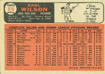 Earl Wilson  baseball card collectible - Main Image 2