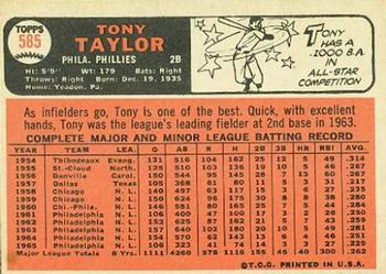 Tony Taylor  baseball card collectible - Main Image 2