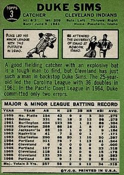 Duke Sims  baseball card collectible - Main Image 2