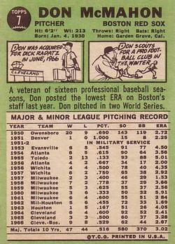 Don McMahon  baseball card collectible - Main Image 2