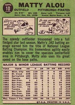 Matty Alou  baseball card collectible - Main Image 2