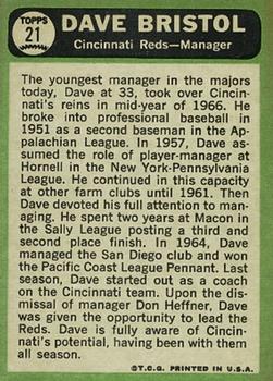 Dave Bristol  baseball card collectible - Main Image 2