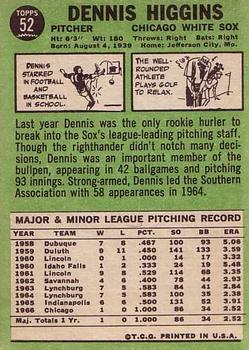 Dennis Higgins  baseball card collectible - Main Image 2