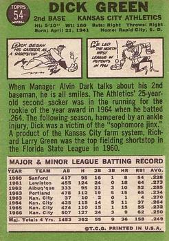 Dick Green  baseball card collectible - Main Image 2
